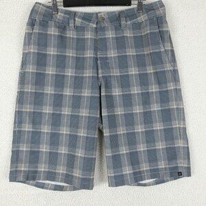 Quiksilver Amphibians Shorts Mens 34 Blue Plaid Hybrid Classic Retro Swim